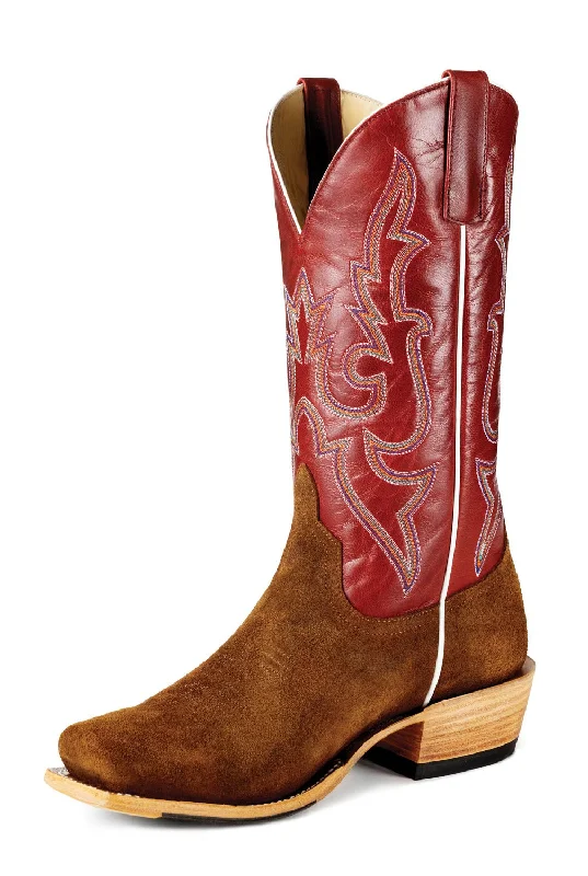 Men's cowboy boots with a snake - skin textureHorse Power Mens Snuff Commander Red Goat Leather Cowboy Boots