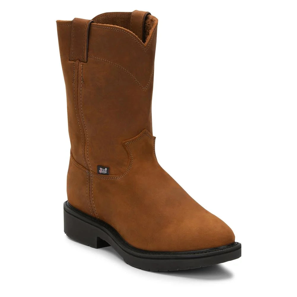 Vintage - style men's cowboy boots with a square toeJustin Men's Conductor Work Boots Hazel Brown