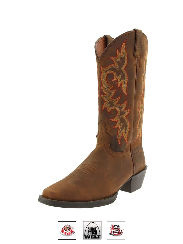 Men's cowboy boots with a suede shaftJustin 2552 Mens Stampede Western Boot Quint Brown - D