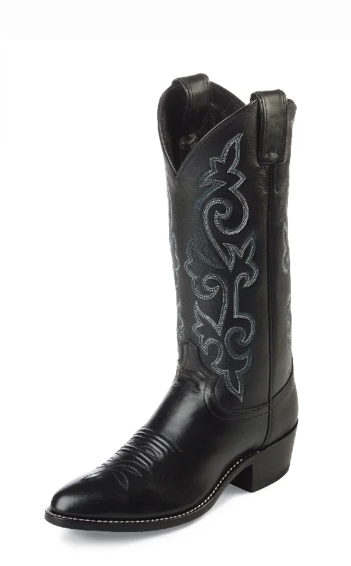 Alligator - print men's cowboy boots for a bold lookJustin Mens Black London Calf Leather Western Boots 13in Cowboy