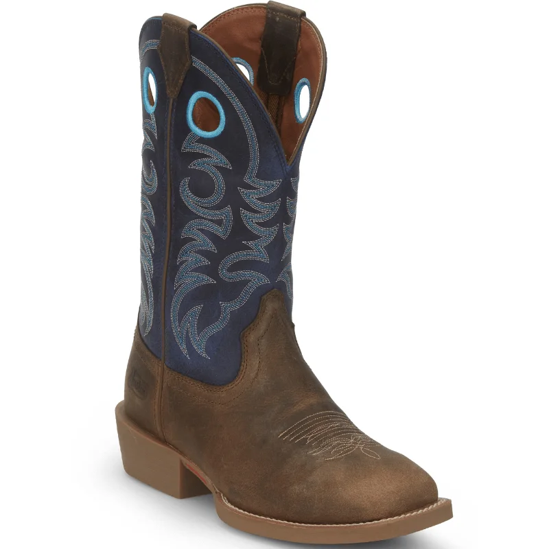 Men's genuine leather cowboy boots with a pointed toeJustin Men's Muley Peanut Tan Western Boots SE7611