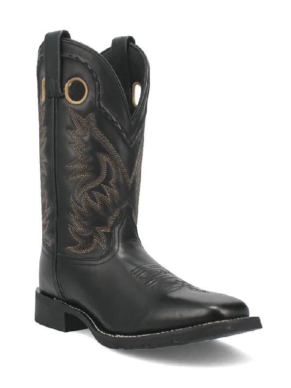 Men's cowboy boots with a concho belt detailLaredo 7710 Mens KANE Leather Boots Black