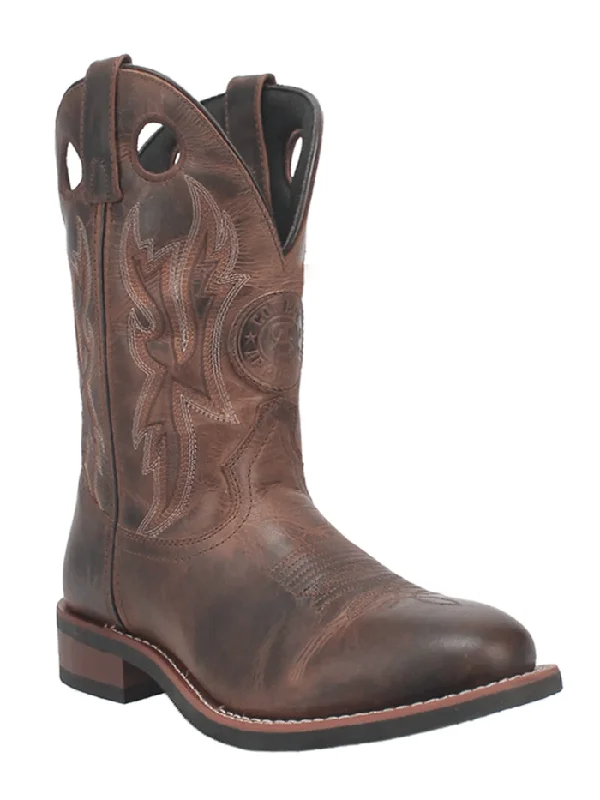 Men's cowboy boots with a silver - toned buckleLaredo 7915 Mens Dawson Leather Boot Brown