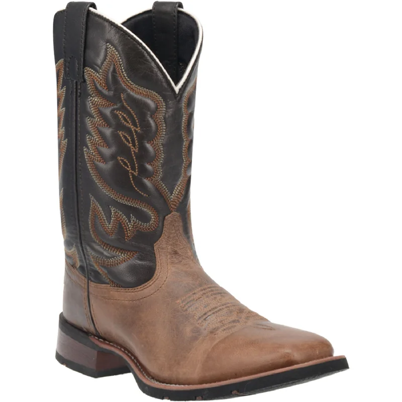 Men's cowboy boots with a scalloped edgeLaredo Mens Montana Cowboy Boots Leather Sand/Chocolate