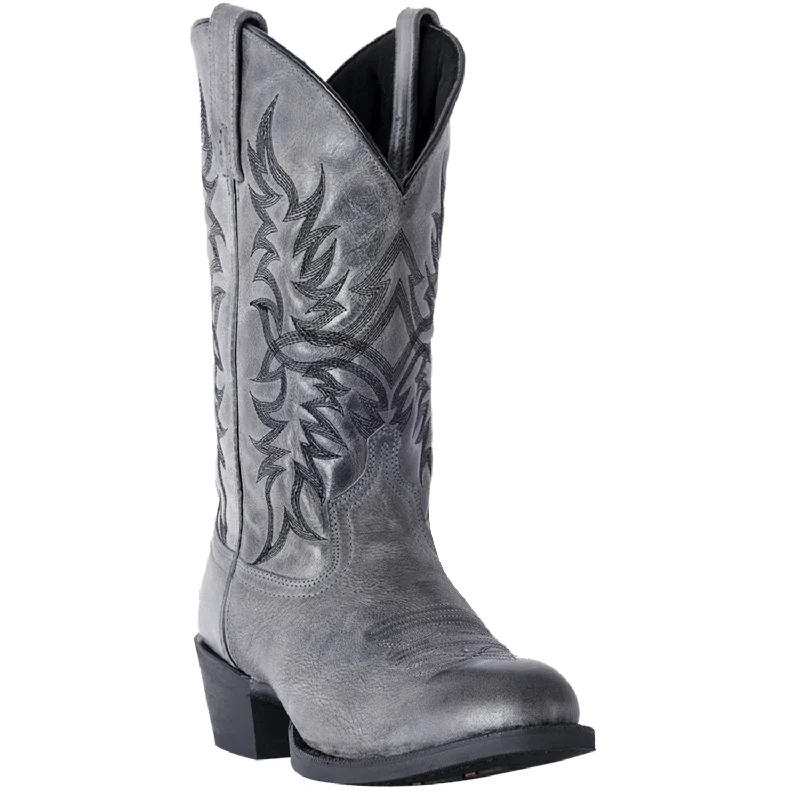 Western - style men's cowboy boots with intricate stitchingLaredo Mens Grey Harding 12in Cowboy Boots Leather