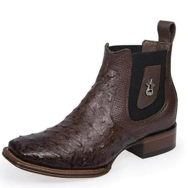 Men's ankle boots with a pointed toe for a stylish lookLos Altos Men's Square Toe Ostrich Short Boots LAB-82BV0359