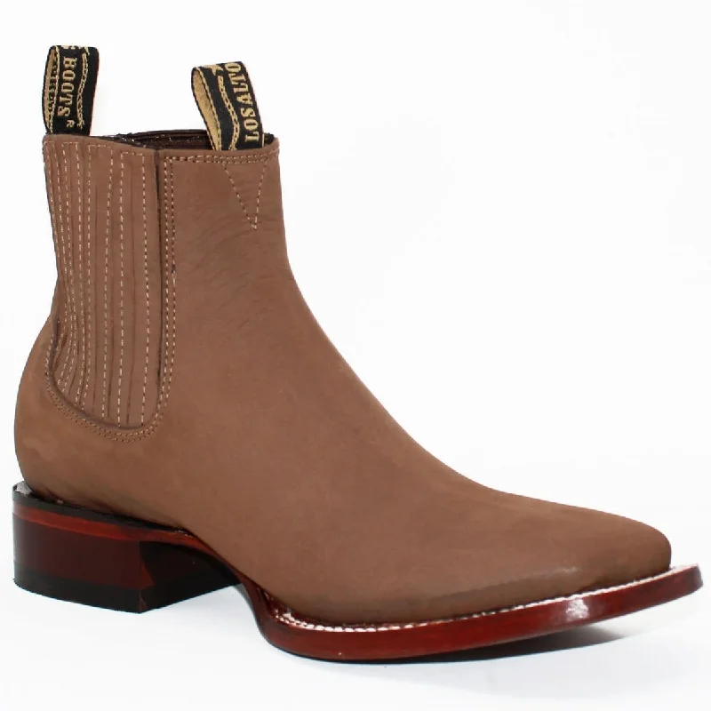 Men's ankle boots in a trendy burgundy colorLos Altos Men's Square Toe Suede Leather Short Boots - Taupe LAB-82B6361