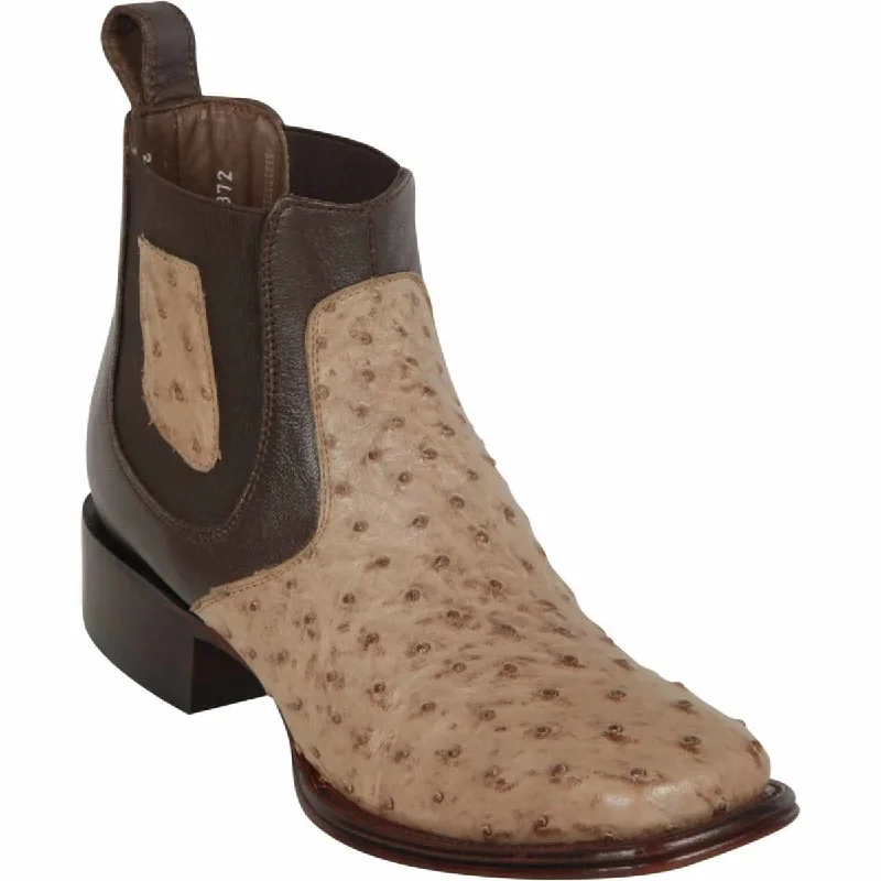 Desert - style men's ankle boots for a rugged appealLos Altos Men's Wide Square Toe Ostrich Short Boots - Moka 82BV0372