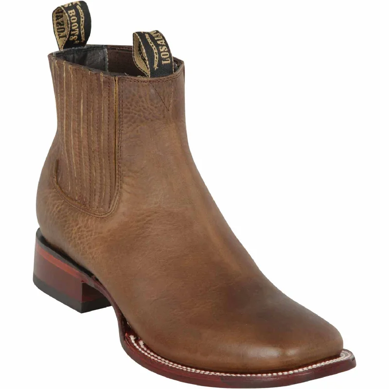 Men's ankle boots with a metallic accentLos Altos Men's Wide Square Toe Rage Leather Short Boots - Honey LAB-82B9951