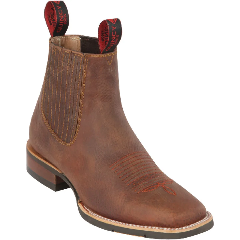 Men's ankle boots with a metallic accentMens Brown Square Toe Ankle Boot