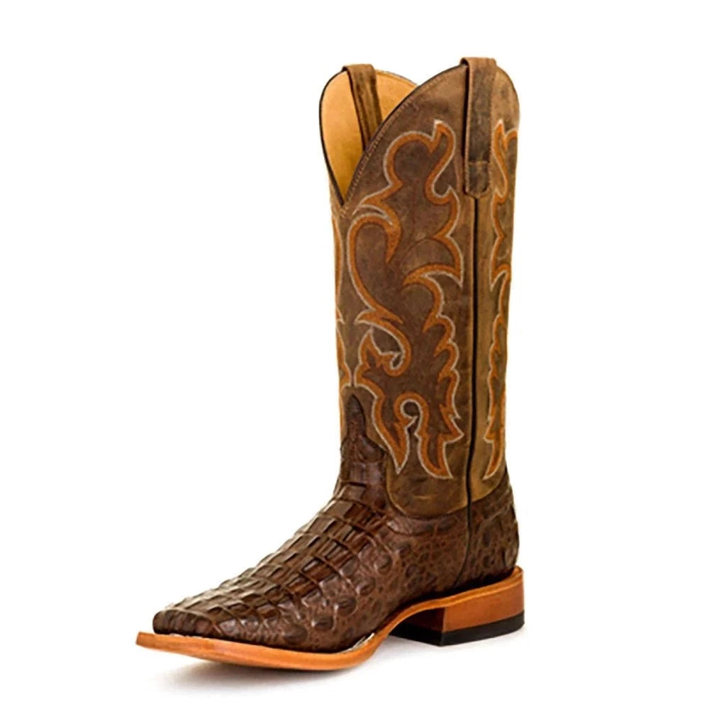 Men's cowboy boots with a silver - toned buckleHorse Power Crocodile Print Western Boots