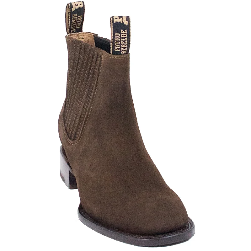 Minimalist men's ankle boots for a modern aestheticMocha Suede Square Toe - Botin Charro