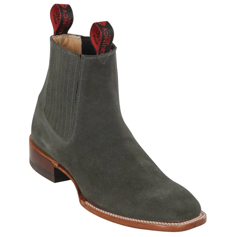 Minimalist men's ankle boots for a modern aestheticGrey Suede Square Toe Boots