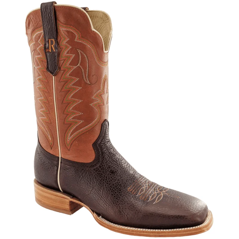 Men's cowboy boots with a leather sole for a classic lookR. Watson Men's Walnut Cowhide/Cognac Sinatra Western Boots RW8020-2