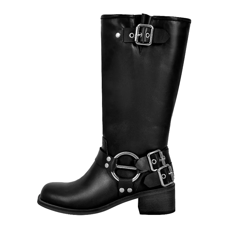 Vintage - style men's cowboy boots with a square toeSquare Toe Buckle Knee High Western Boots