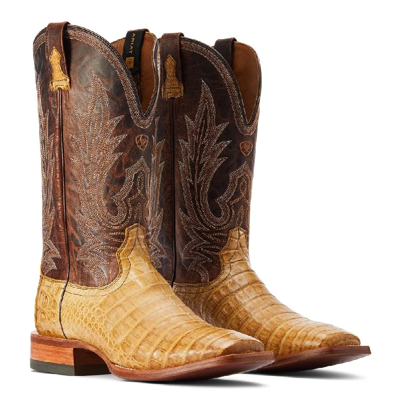 Western - style men's cowboy boots with intricate stitchingAriat Gunslinger Caiman Boots