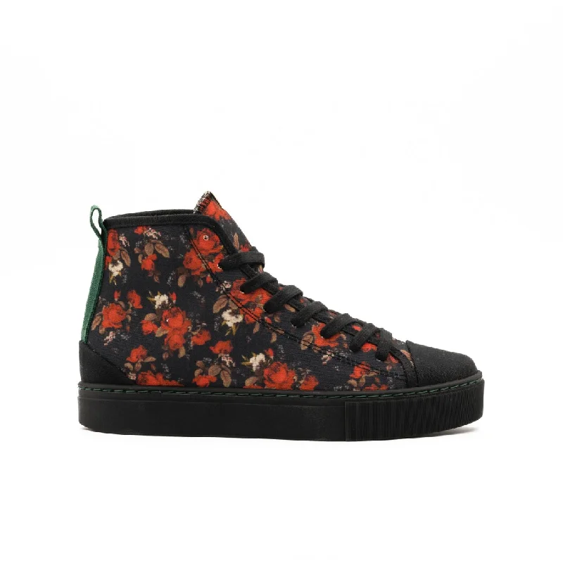 Men's shearling - lined booties with a retro stylevegan bootie red roses PHO012