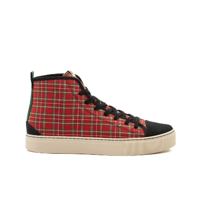 Men's buckle - detail canvas booties for a casual lookvegan bootie red black scottish PHO008