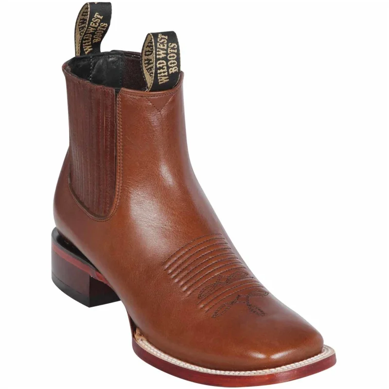 Men's ankle boots with a padded collar for comfortBrown Short Square Toe Boots