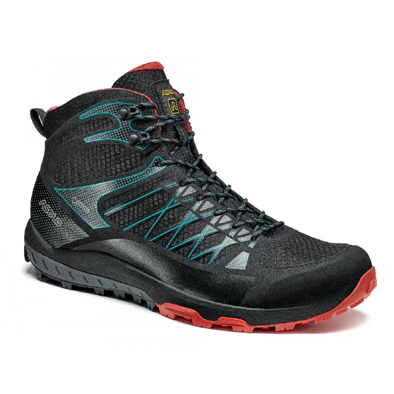 Men's hiking boots with a toe cap for protectionAsolo Grid Mid GV Mens Hiking Boot - Black/Red