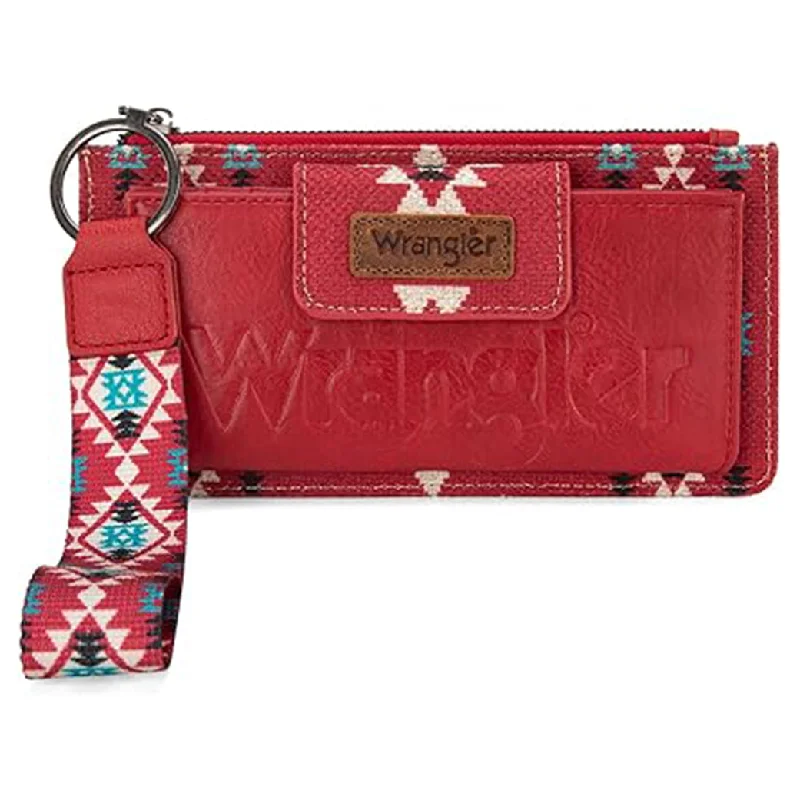 Men's western boots with a high - quality leather upper and a suede liningMontana West Wrangler Red Aztec Clutch Wristlet