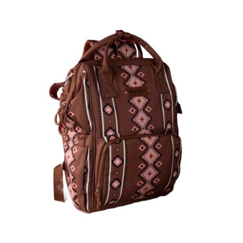 Western - style men's boots with intricate tooling and stitchingWrangler Brown Aztec Callie Backpack/Diaper Bag