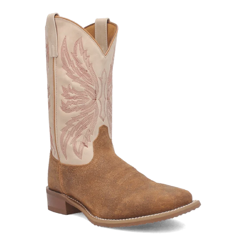 Men's western boots with a rubber sole for traction on various surfacesCHET LEATHER BOOT