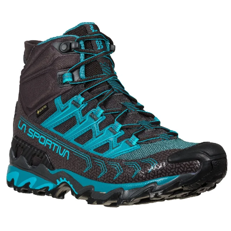 Men's hiking boots with a high - traction rubber outsoleLa Sportiva Ultra Raptor II Mid Wide GTX Womens Hiking Boot - Carbon/Topaz