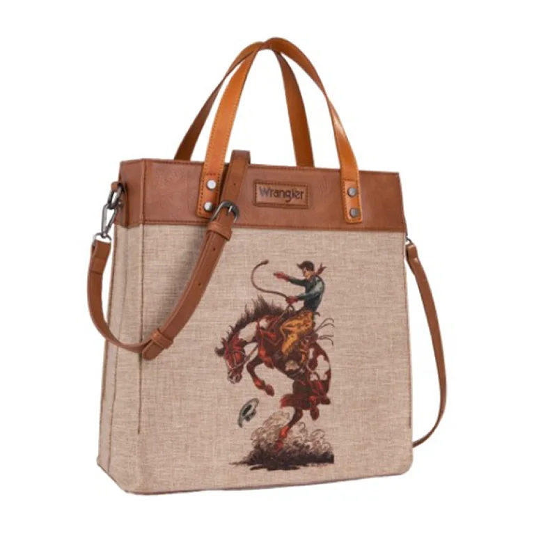 Men's western boots with a decorative concho belt and buckleMontana West Wrangler Women's Bronc Tote Bag