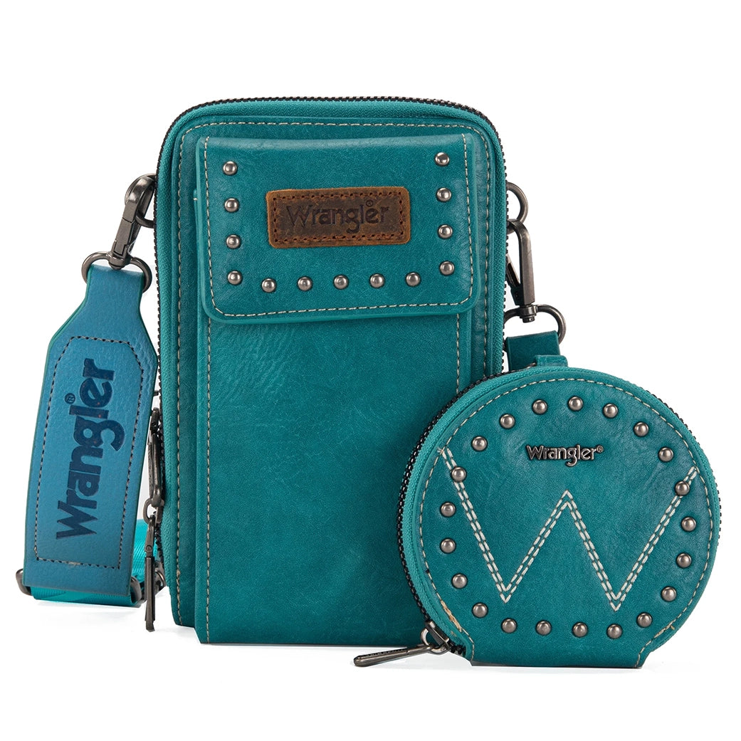 Men's western boots with a suede shaft and a leather soleMontana West Wrangler Turquoise Cell Phone Crossbody with Coin Pouch