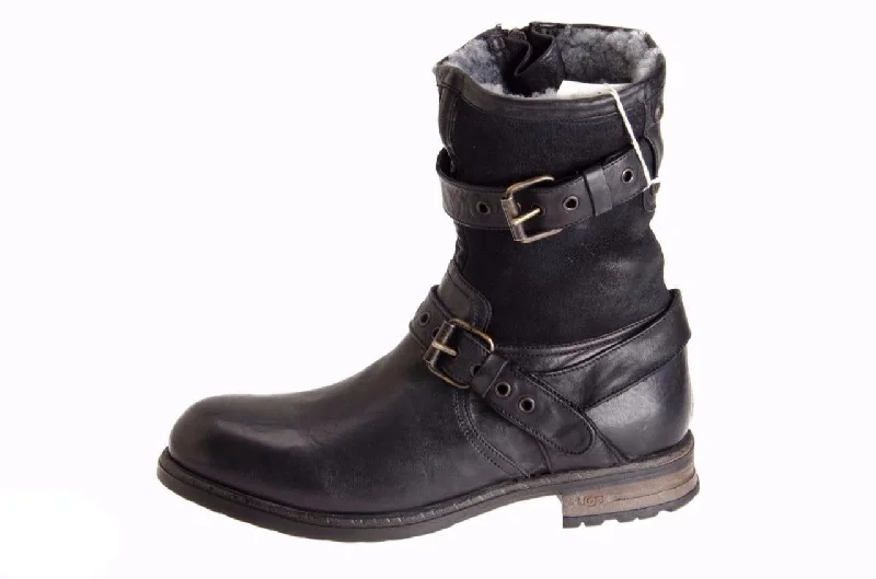 Men's full - grain leather winter boots with waterproof coatingUGG Collection Nigel Black Boots