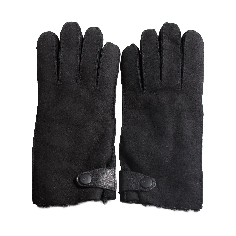 Men's wool - blend fabric winter boots for extra warmthUGG Sheepskin Snap Tab Black Gloves - Men's