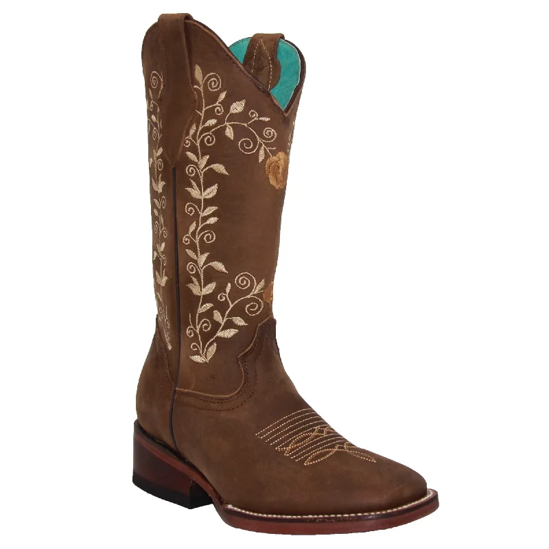 Men's western boots with a distressed leather finish for a rugged lookWomens Western Square Toe Leather Boots