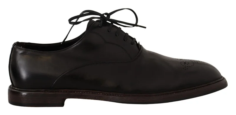 Men's leather formal Oxford shoes with a cap toeDolce & Gabbana Elegant  Leather Derby Formal Men's Shoes