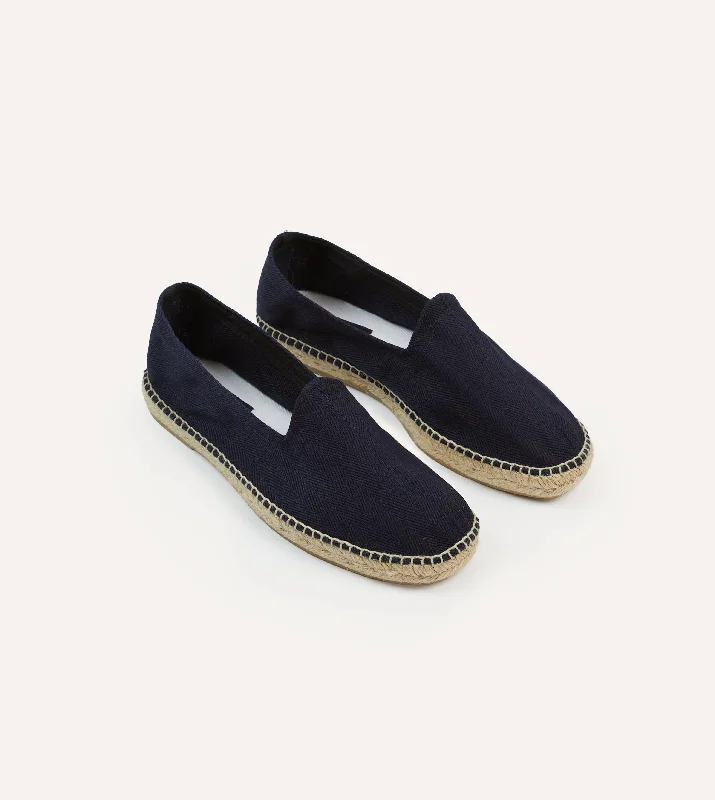 Men's solid - color espadrilles in a bold hueNavy Herringbone Cotton Espadrilles