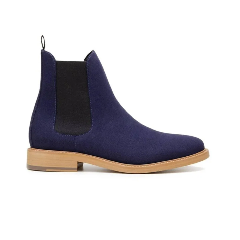 Men's formal shoes with a decorative perforation'Dylan' Unisex Chelsea Vegan Suede Boots by Ahimsa -  Navy