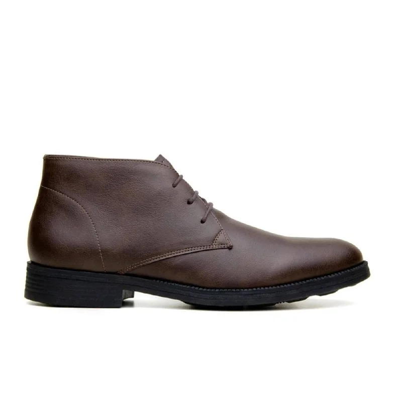 Men's formal shoes with a leather sole and heel'Tivoli' classic vegan leather Chukka by Vincente Verde -  espresso